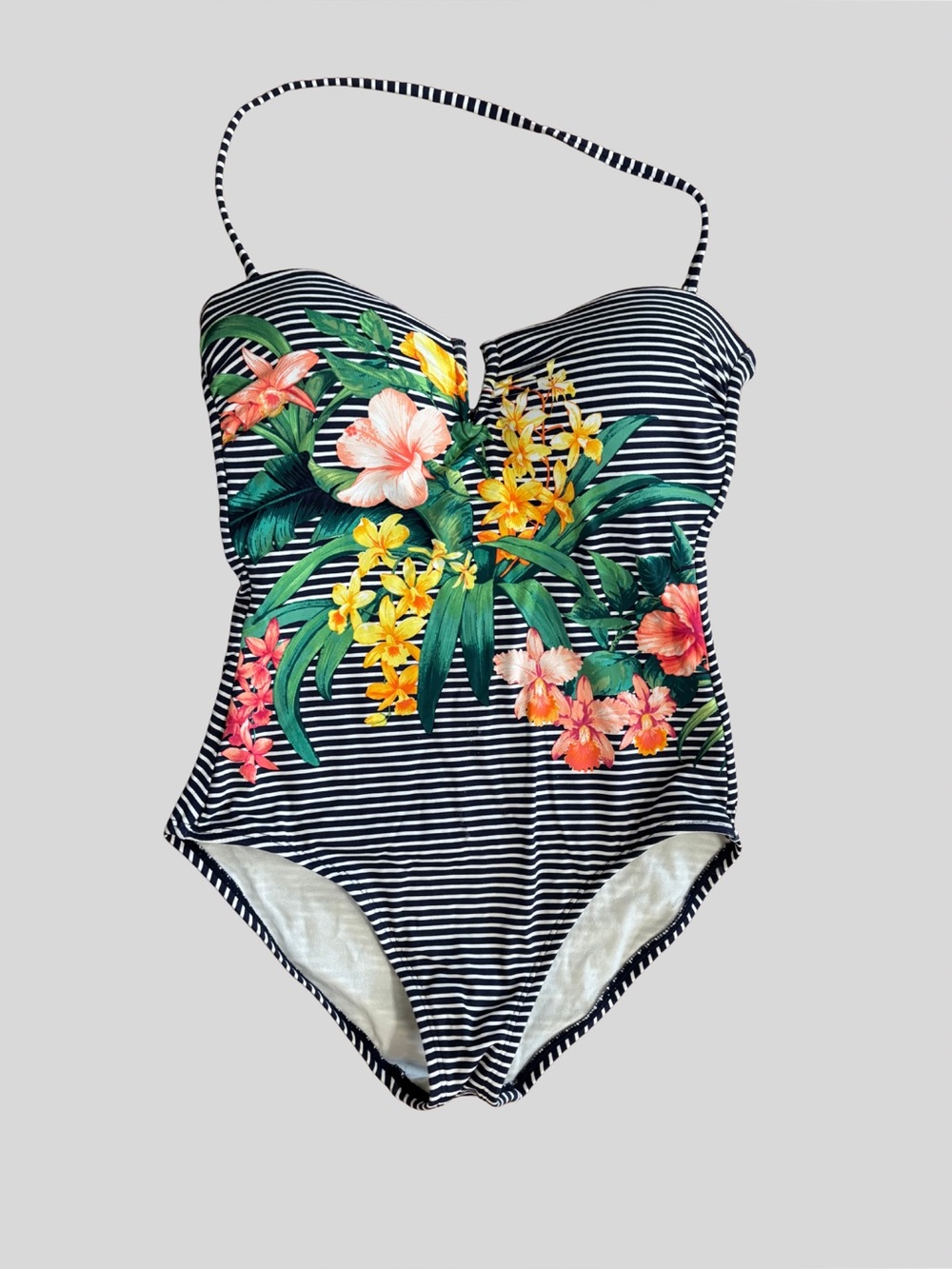 NWOT Tommy Bahama Floral Stripe One Piece Swimsuit Size 4